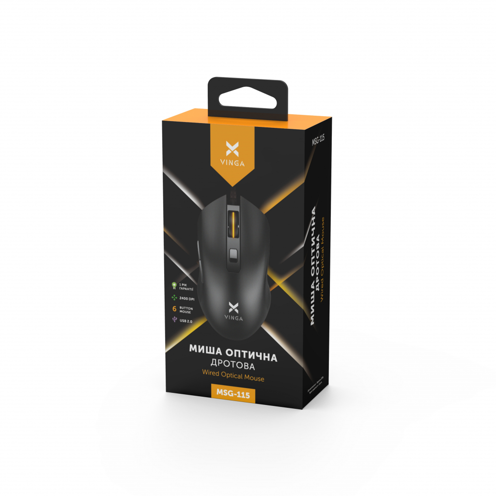 Мишка Vinga MSG-115 Black - зображення 3