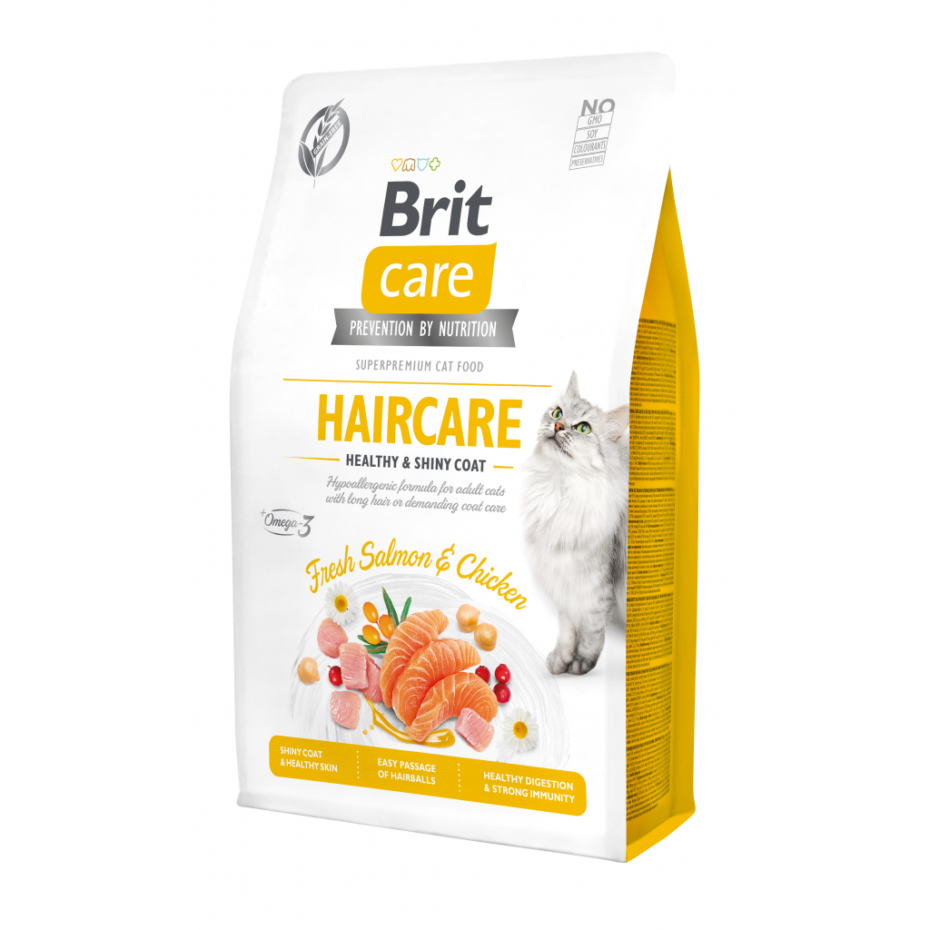 Сухий корм для кішок Brit Care Cat GF Haircare Healthy and Shiny Coat 2 кг (8595602540884) - зображення 1