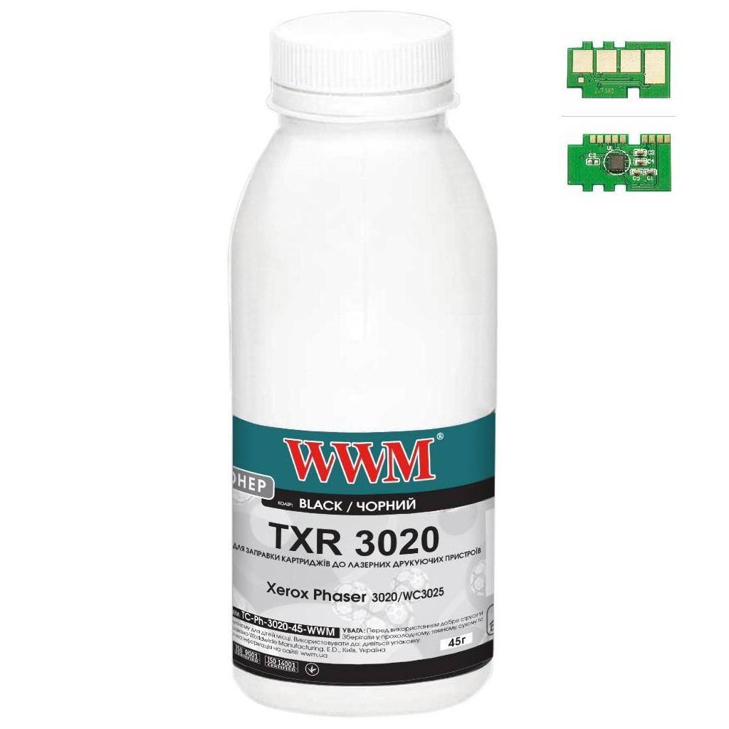 Тонер Xerox Ph3020/WC3025, 45г Black, chip WWM (TC-Ph-3020-45-WWM) - зображення 1