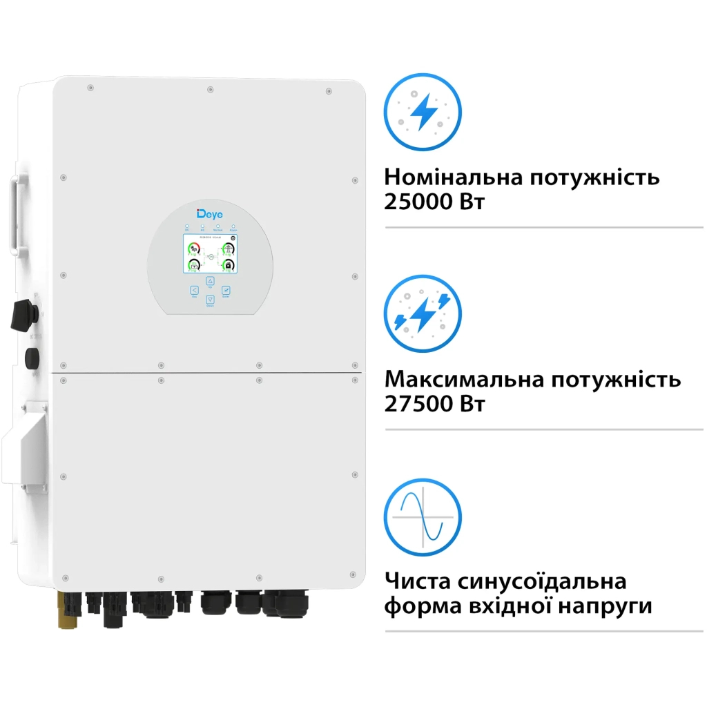 Сонячний інвертор Deye SUN-25K-SG02HP3-EU, 25кВт (SUN-25K-SG02HP3-EU) - зображення 3