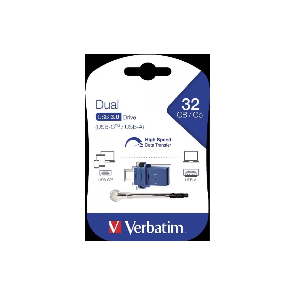 USB флеш накопичувач Verbatim 32GB Dual USB Drive USB 3.0/Type-C (49966) - зображення 2