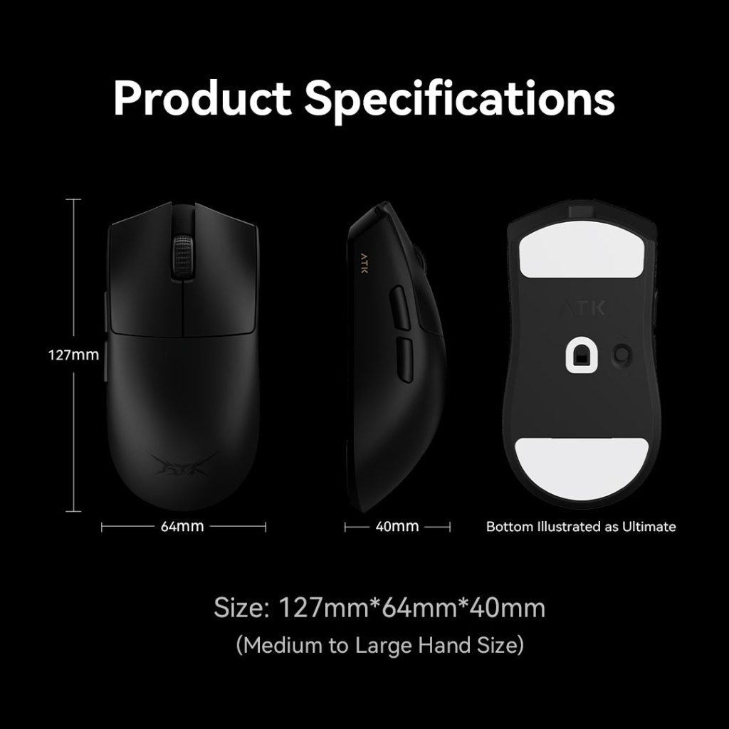 Мишка ATK Blazing Sky X1 Ultimate Wireless/USB Black (ATK-X1-ULTI-BLK) - зображення 4