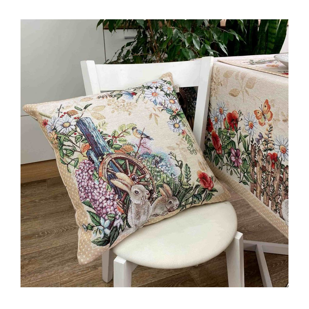Наволочка Прованс декоративна гобеленова Alicia 45х45 Колесо і кролики (4823093430525) - зображення 4