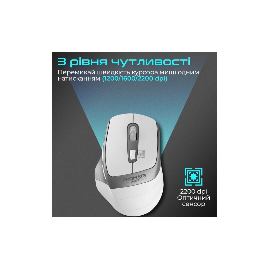 Мишка Promate Samit Wireless White (samit.white) - зображення 4