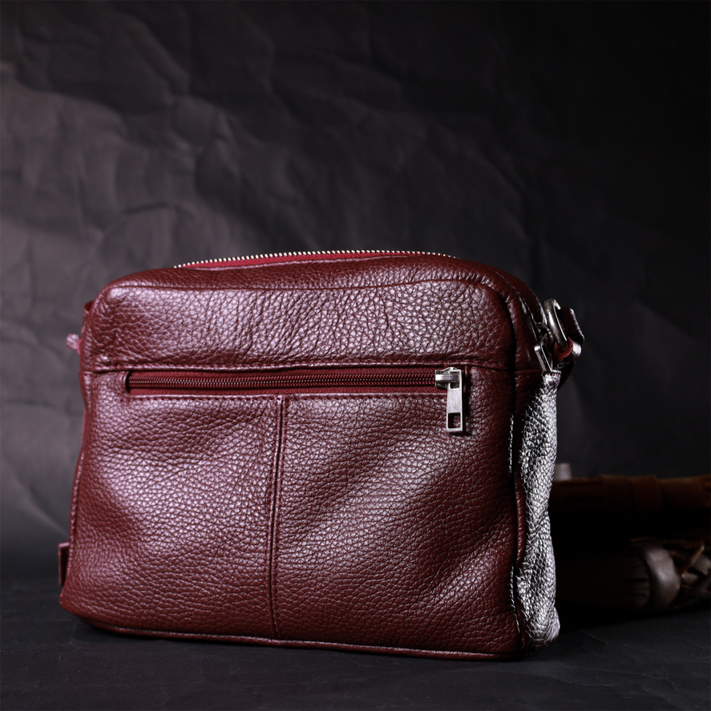 Сумка Grande Pelle Крос-боді з натуральної шкіри Бордова (11653) - зображення 10