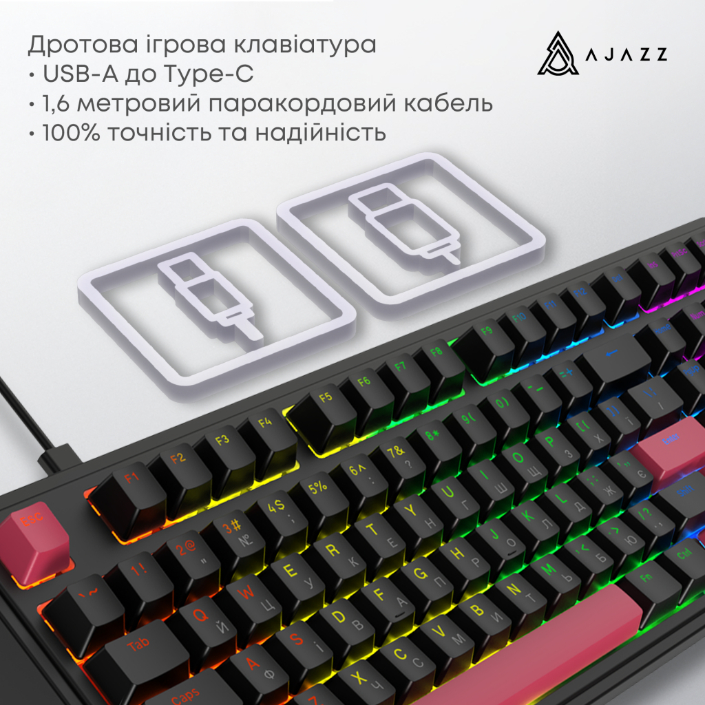 Клавіатура Ajazz AK980 Red Switch USB UA Black (AK980-R-BR) - изображение 7
