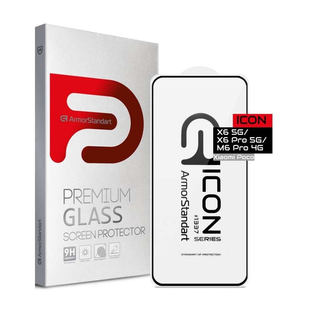 Скло захисне Armorstandart Icon Xiaomi Poco X6 5G/Poco X6 Pro 5G/M6 Pro 4G Black (ARM73496) - зображення 1