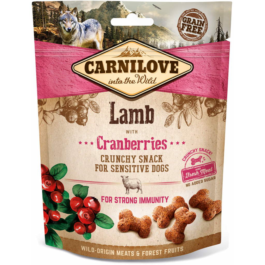 Ласощі для собак Carnilove Crunchy Snack з ягням, журавлиною та м'ясом 200 г (8595602527250) - зображення 1