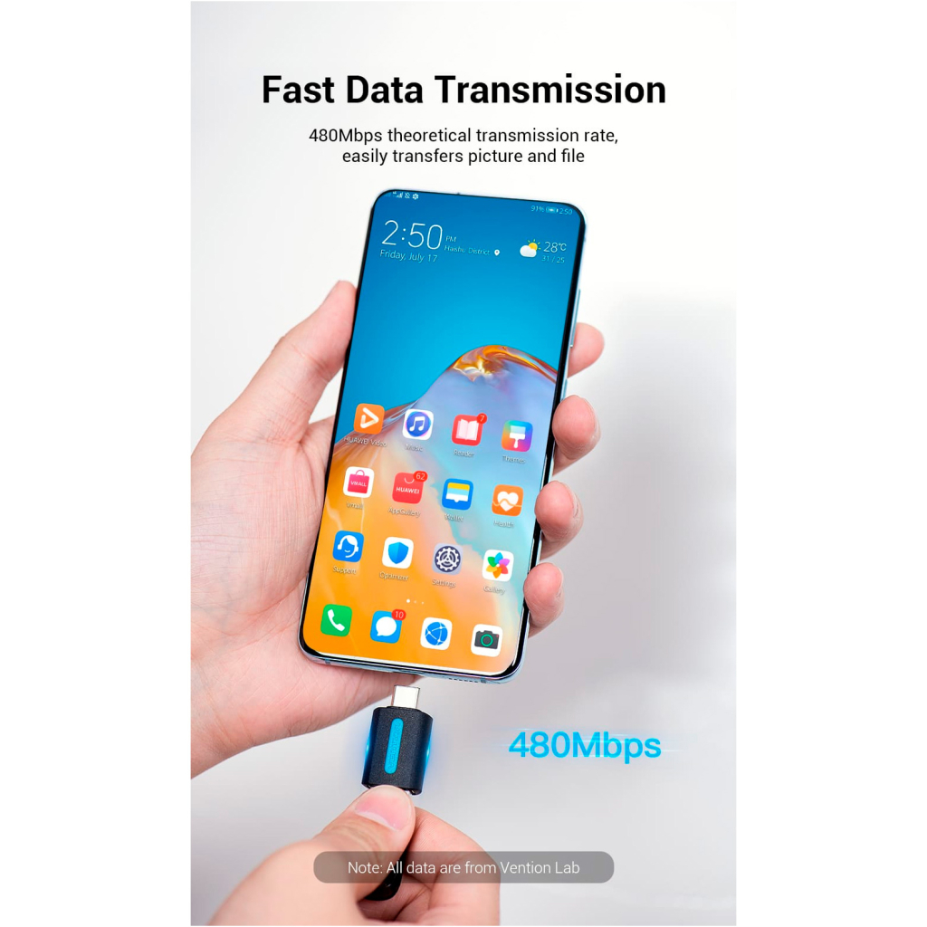 Перехідник USB 2.0 Type-C to USB AF (OTG) Vention (CDTB0) - изображение 8