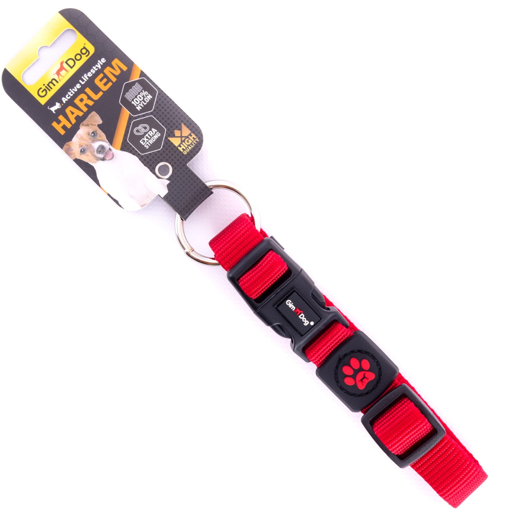 Нашийник для тварин GimDog Harlem нейлон 55-51 см/20 мм червоний (8009632058658) - зображення 1