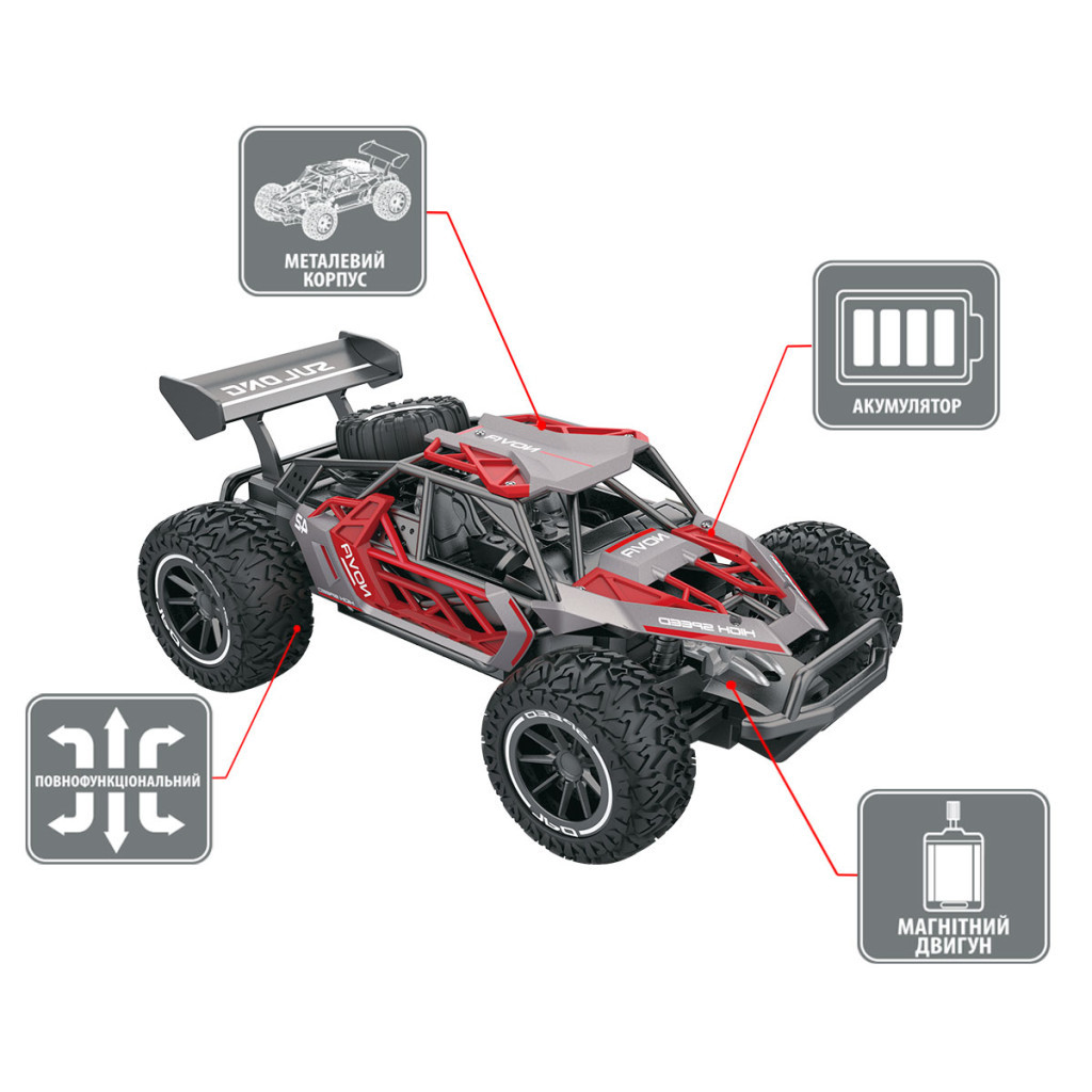Радіокерована іграшка Sulong Toys Metal Crawler – Nova (сіро-червоний, 1:16) (SL-231RHGR) - зображення 3