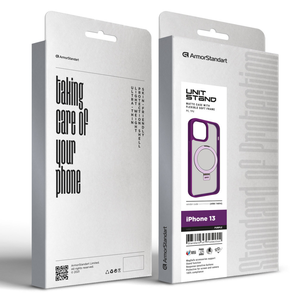 Чохол до мобільного телефона Armorstandart Unit Stand Apple iPhone 13 Purple (ARM74894) - зображення 2