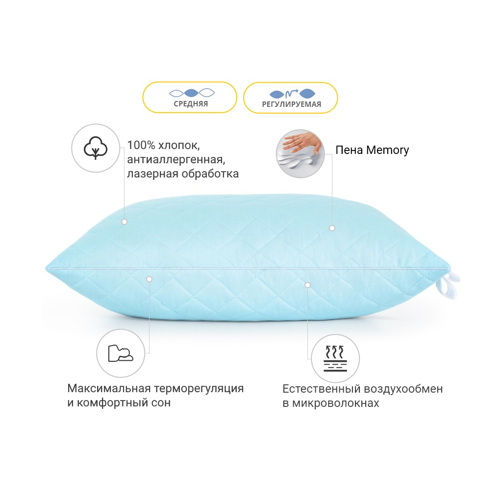 Подушка MirSon 1475 Valentino memory effekt Середня 40х60 см (2200001539525) - зображення 3