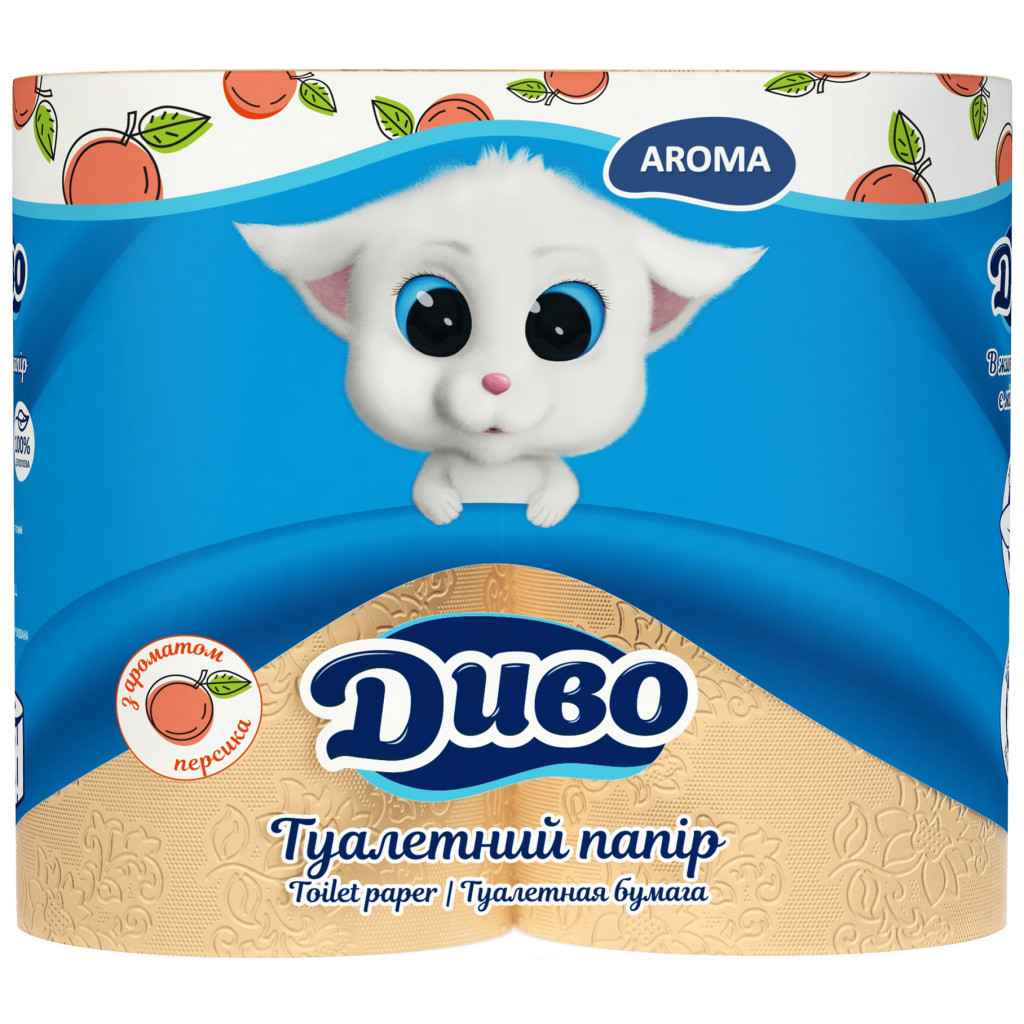 Туалетний папір Диво Aroma Персик 2 шари помаранчевий 4 рулони (4820003836026) - зображення 1