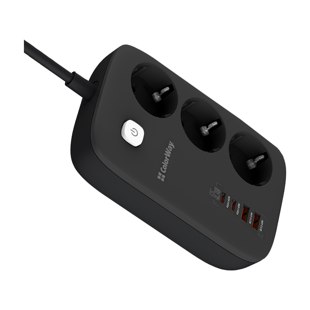 Мережевий фільтр живлення ColorWay CW-CHE34PDB 3 роз/4USB GaN3 Pro (CW-CHE34PDB) - зображення 6