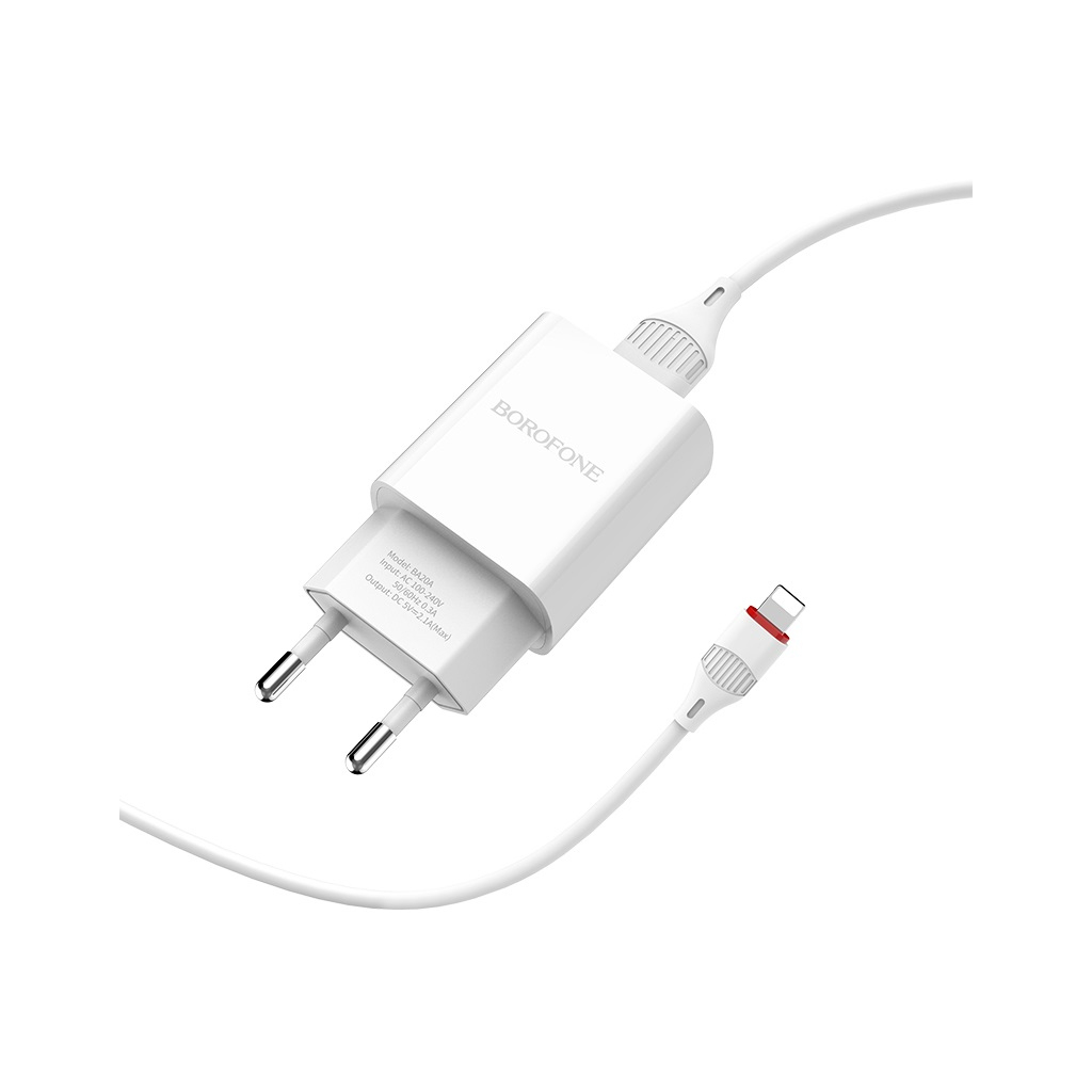 Зарядний пристрій BOROFONE BA20A Sharp charger set(Lightning) White (BA20ALW) - зображення 2