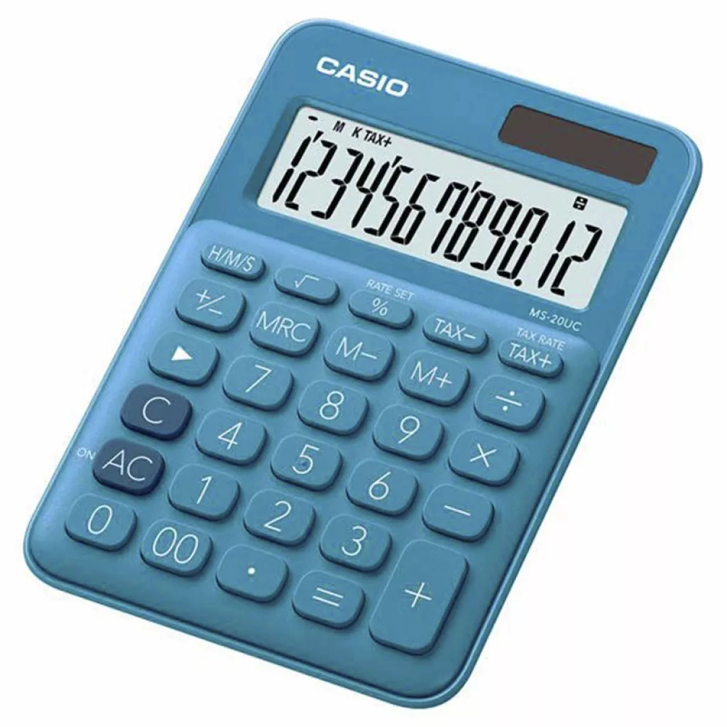 Калькулятор Casio MS-20UC-BU-W-EC, синій (CALC-CAS-MS-20UC-BU) - изображение 1