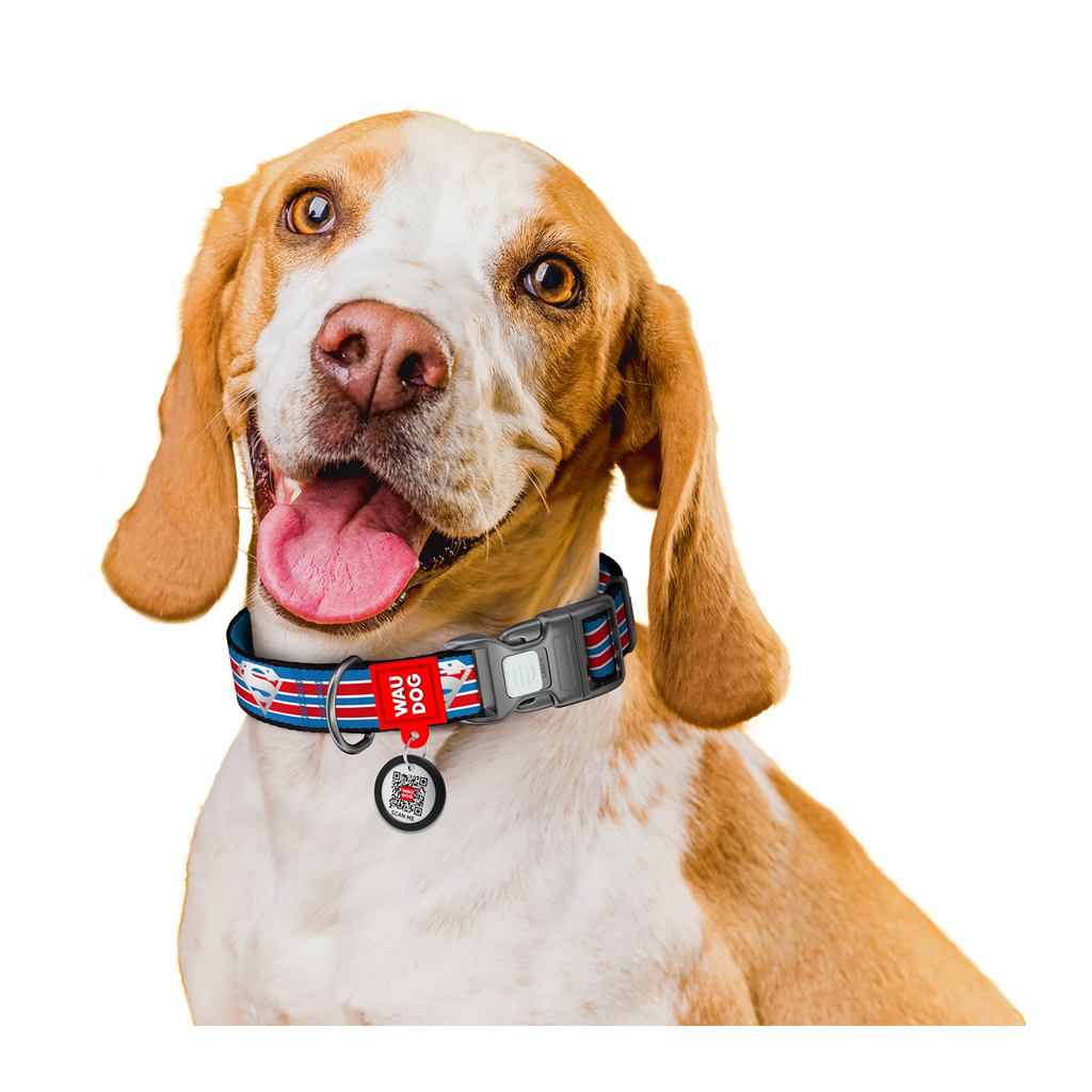 Нашийник для тварин WAUDOG Nylon з QR паспортом "Супермен Ретро", пластиковий фастекс, M (281-1082) - зображення 6