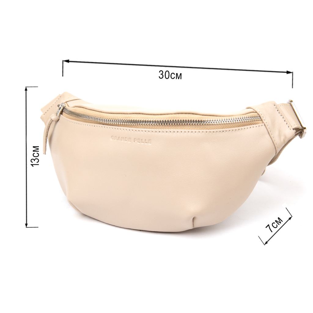 Сумка Grande Pelle Шкіряна на пояс Бежева (11357) - зображення 3