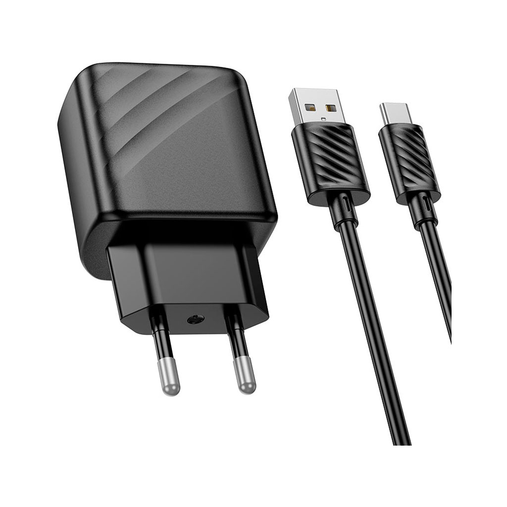 Зарядний пристрій HOCO CS21A Rich USB QC3.0 + cable USB to USB-C Black (6942007609906) - зображення 3