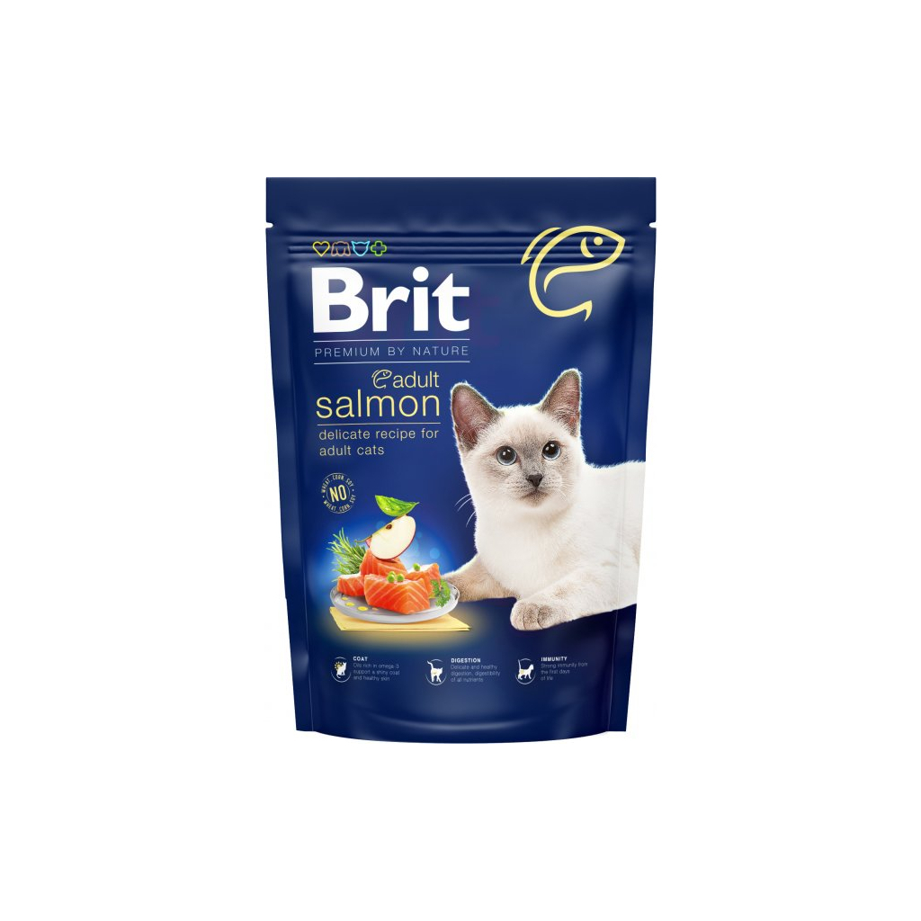 Сухий корм для кішок Brit Premium by Nature Cat Adult Salmon 300 г (8595602552979) - зображення 1