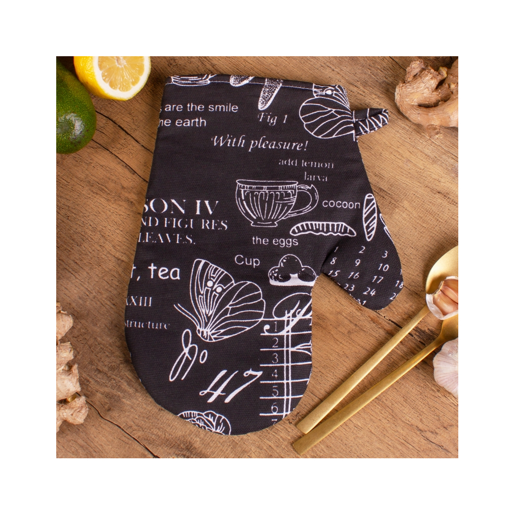 Кухонна прихватка MirSon рогожа/напівпанама №216 - Black flowers (2200006754428) - зображення 2