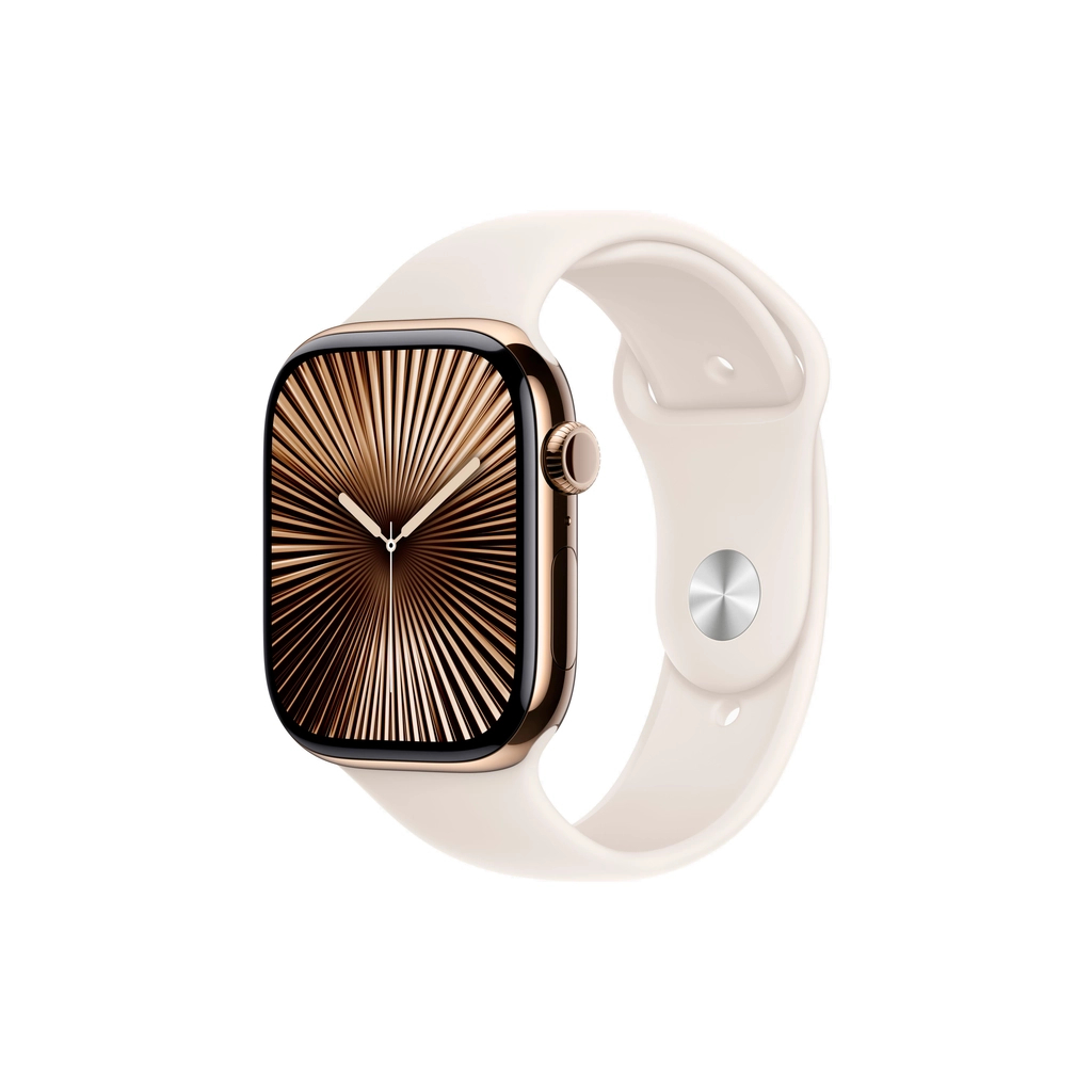 Смарт-годинник Apple Watch Series 10 GPS + Cellular 46mm Gold Titanium Case with Starlight Sport Band - M/L (MWYY3QH/A) - зображення 1