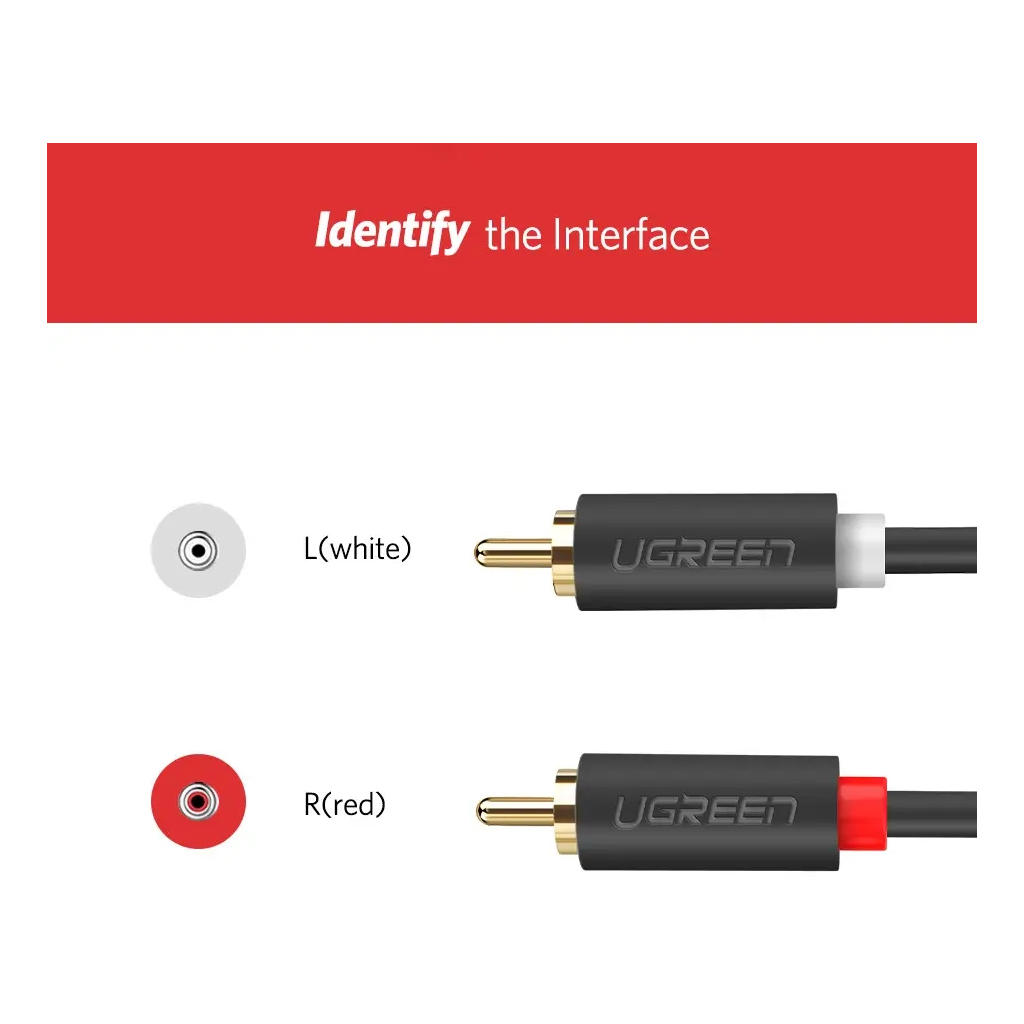 Кабель мультимедійний 2xRCA M to 2xRCA M 1.0m AV104 black Ugreen (30747) - picture 6