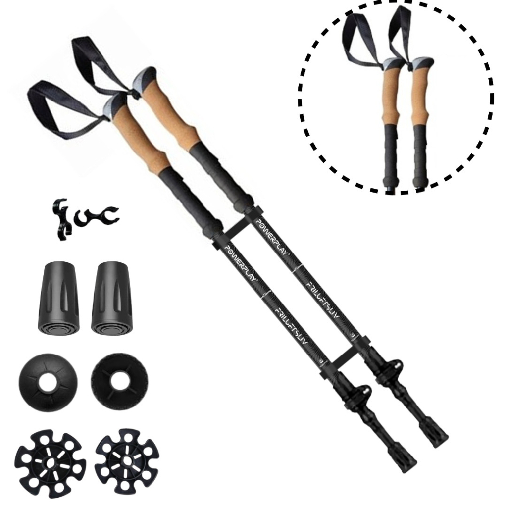 Трекінгові палиці PowerPlay 9107 Friluftsliv Black/White 80-135 см (PP_9107_FRILUFTSLIV) - зображення 1