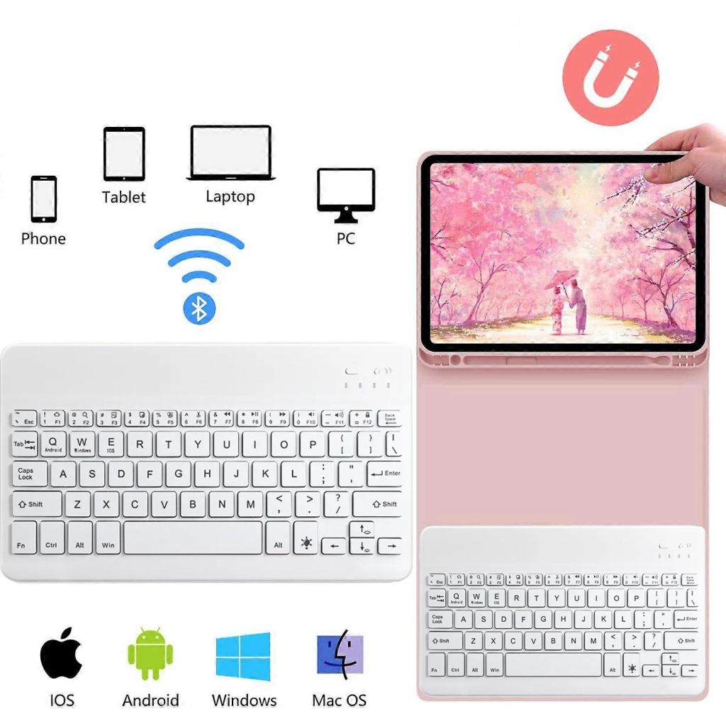 Чохол до планшета BeCover with keyboard Apple iPad Pro 13" M4 2024 Pink (713006) - зображення 4