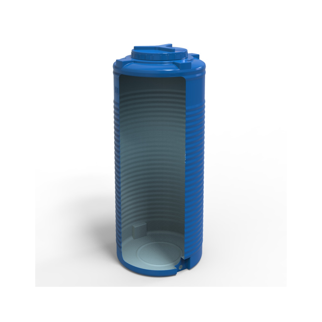 Ємність для води Євро Пласт вертикальна харчова 300 л вузька синя (12914) - зображення 5