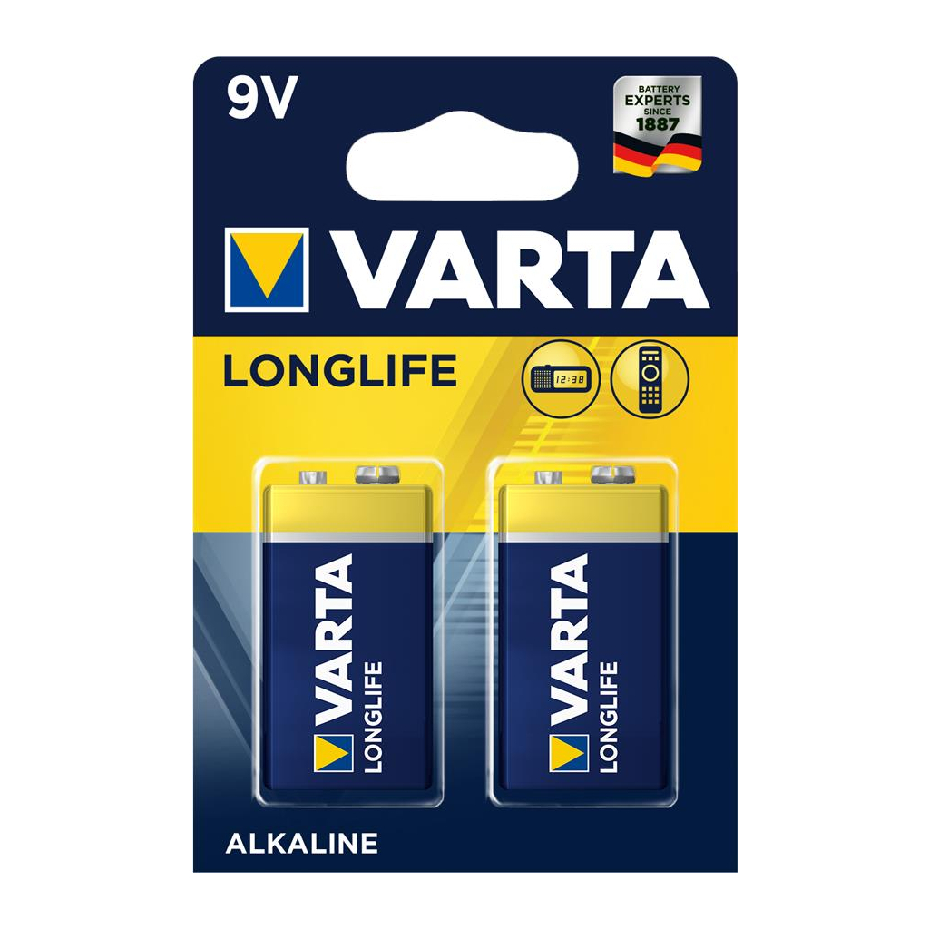 Батарейка Varta Longlife 9V 6LR61 *2 (04122101412) - зображення 1
