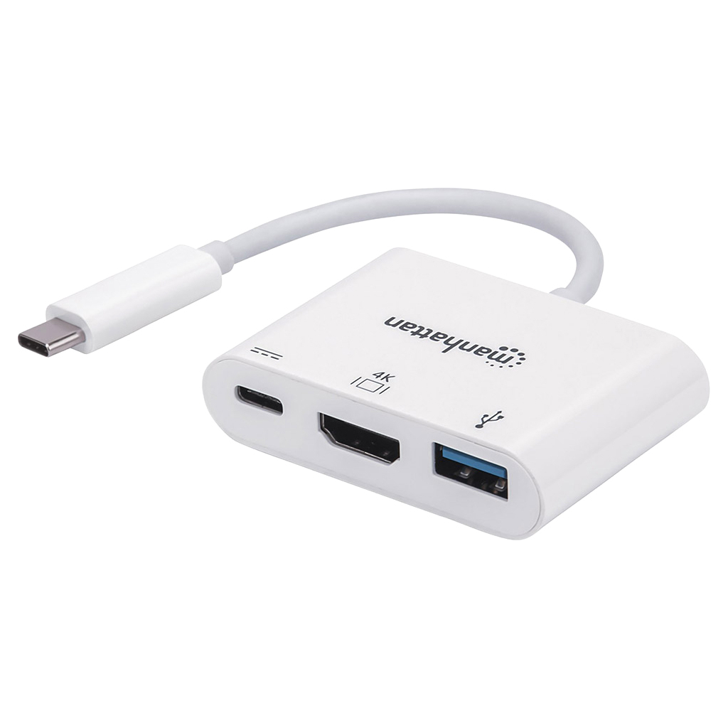 Концентратор Intracom USB3.1 Type-C to HDMI/USB 3.0/PD 60W 4-in-1 White Manhattan (152945) - зображення 1