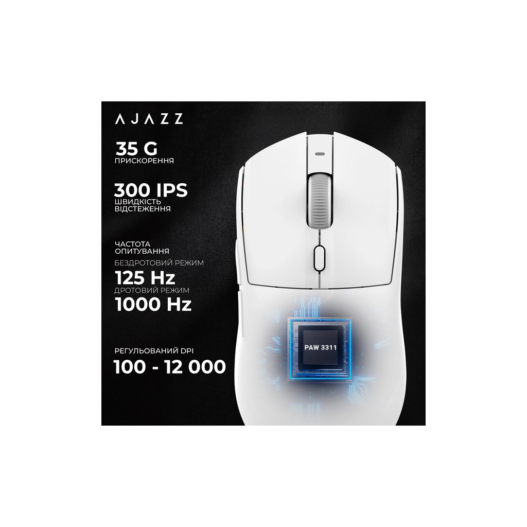 Мишка Ajazz AJ139 V2 MC Wireless/Bluetooth/USB White (AJ139-V2-MC-W) - зображення 9