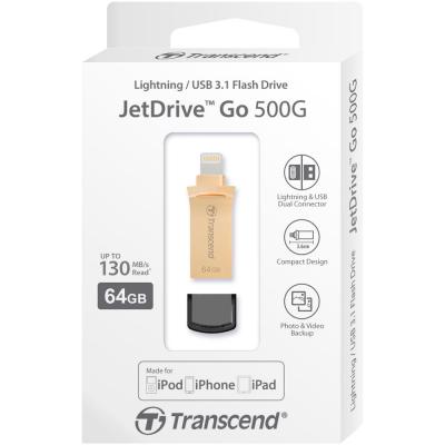 USB флеш накопичувач Transcend 64GB JetDrive Go 500 Gold USB 3.1/Lightning (TS64GJDG500G) - зображення 7