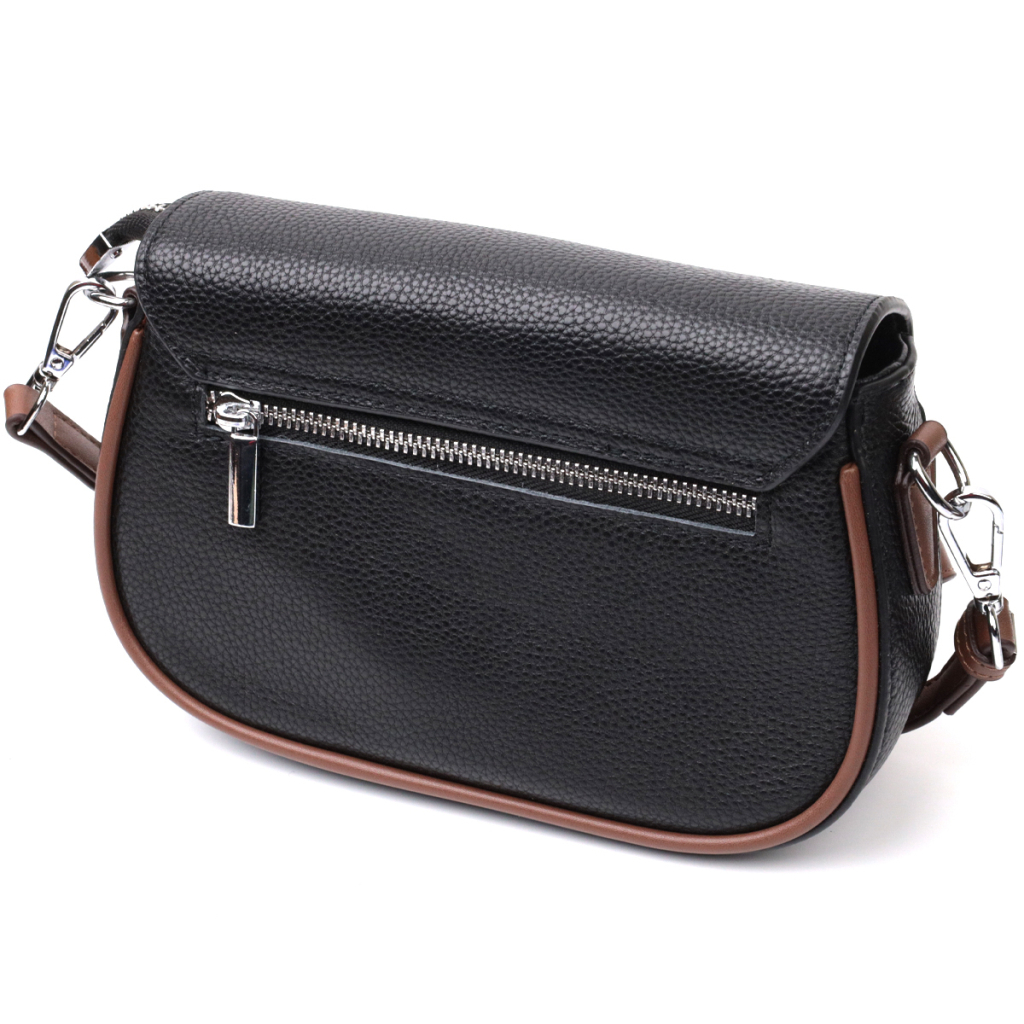 Сумка Vintage Шкіряна напівкругла з магнітом-застібкою для жінок Чорна (22441) - зображення 2