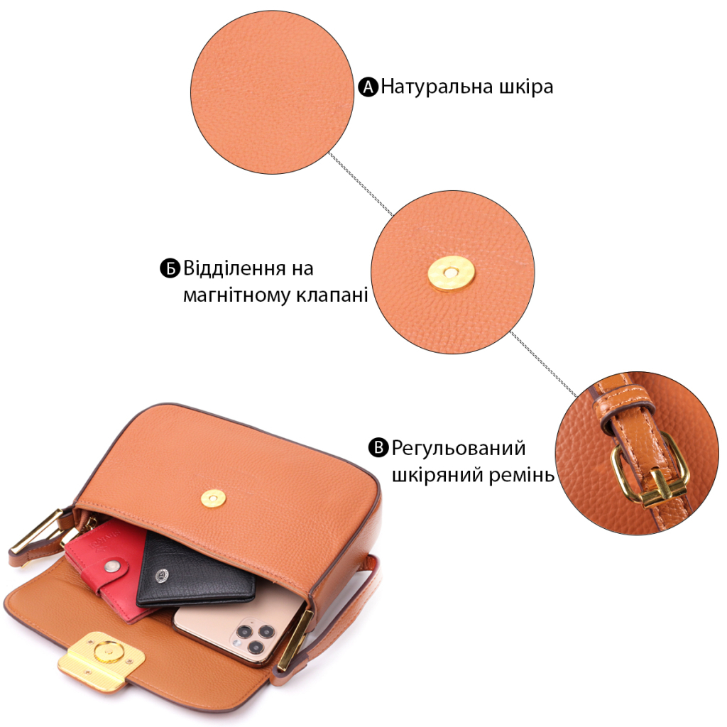 Сумка Vintage З твердим каркасом з натуральної шкіри Коричнева (22390) - зображення 5