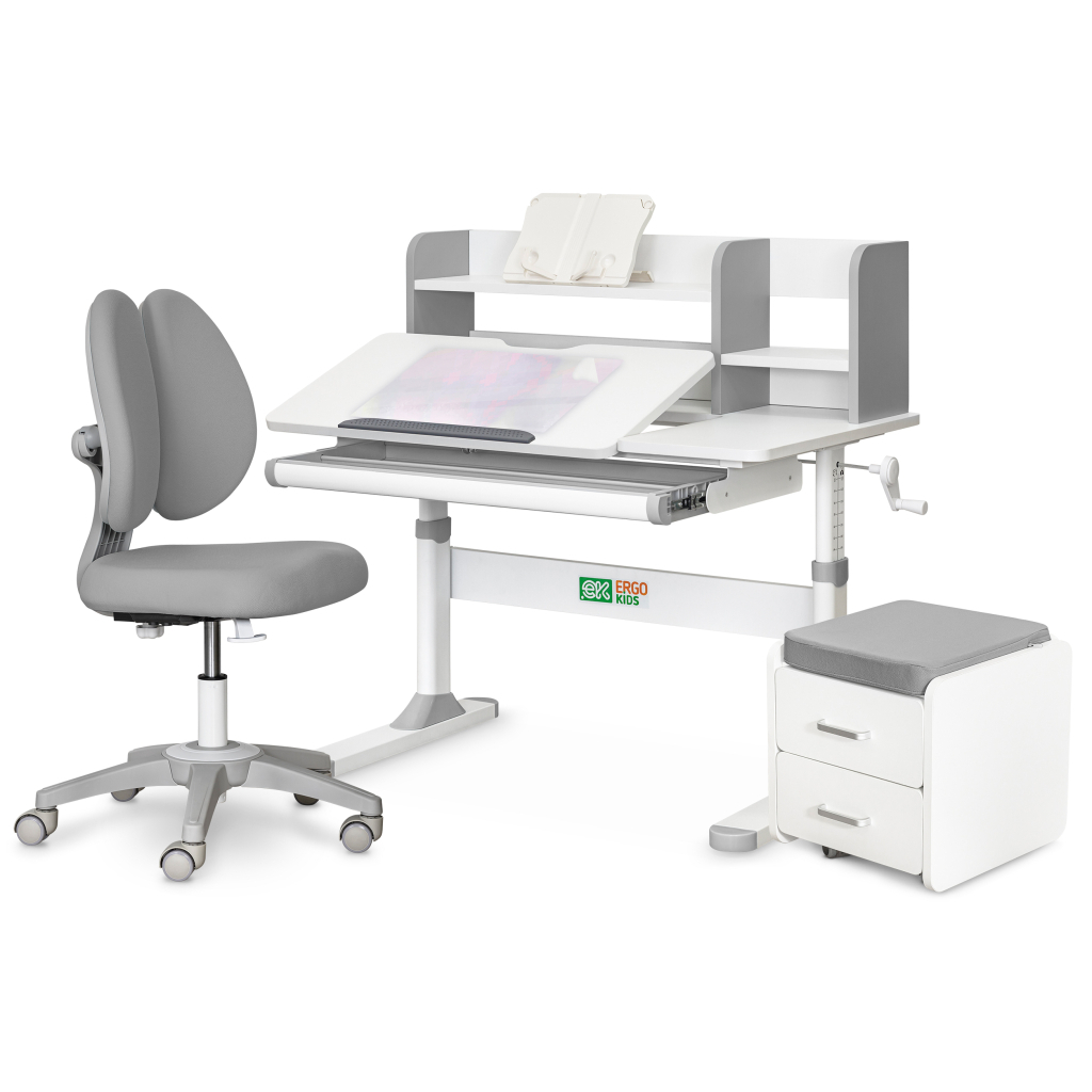 Парта з кріслом ErgoKids (L) + тумба (TH-330 + Y-412 Lite + BD C3_GREY) - зображення 1