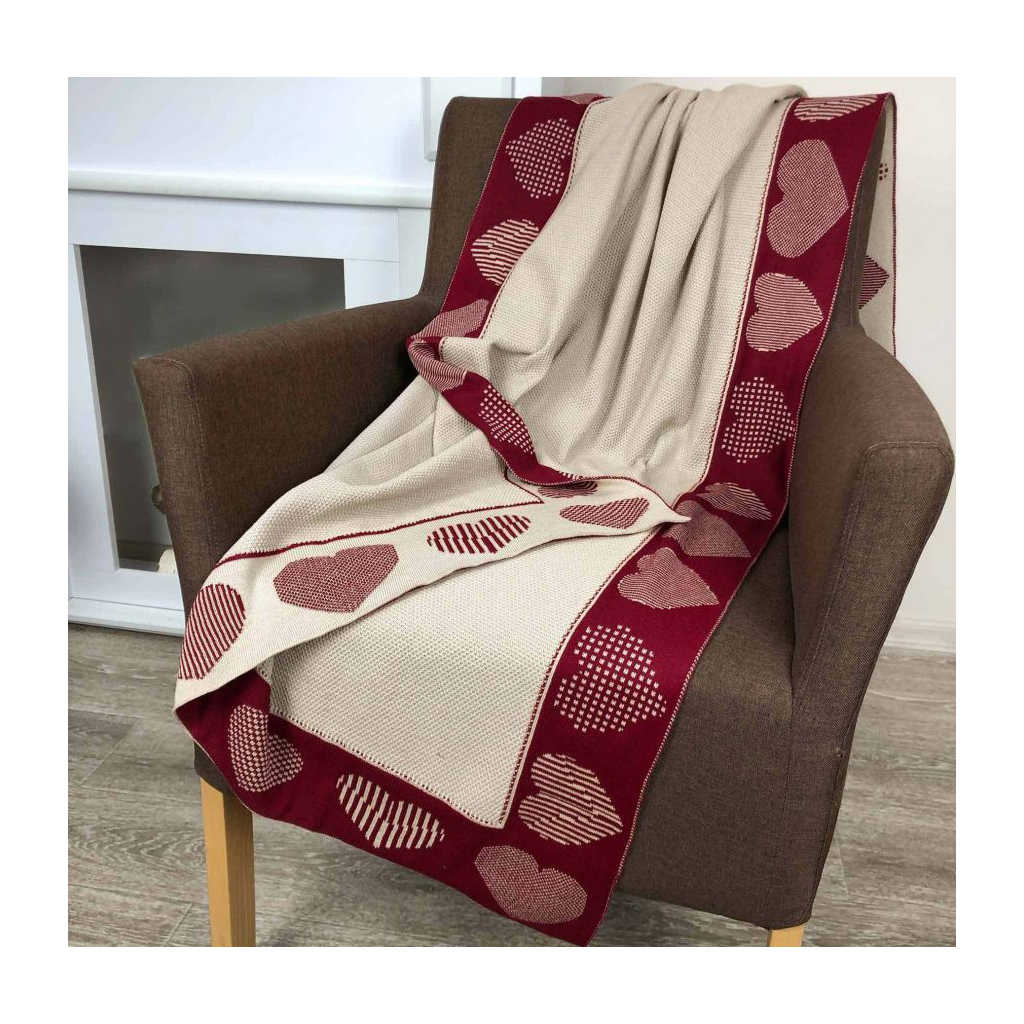 Плед Прованс в'язаний Серця 100х150 см (4823093436794) - зображення 1