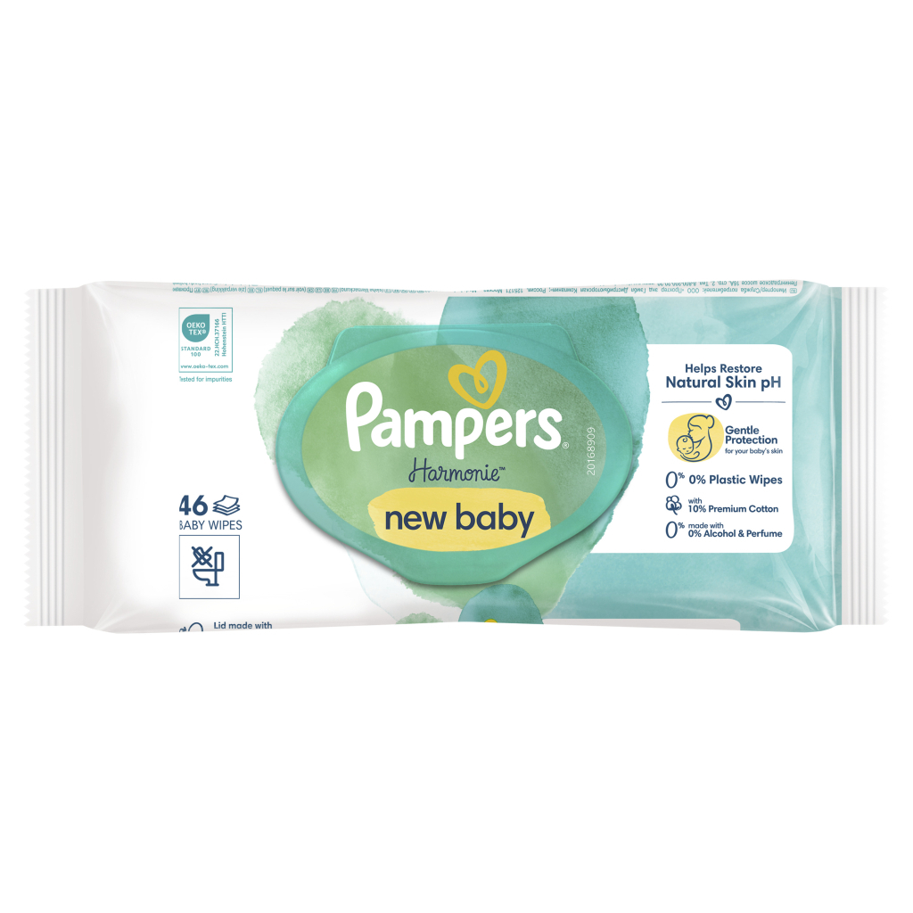 Дитячі вологі серветки Pampers Harmonie New baby 46 шт (8006540815885) - зображення 2