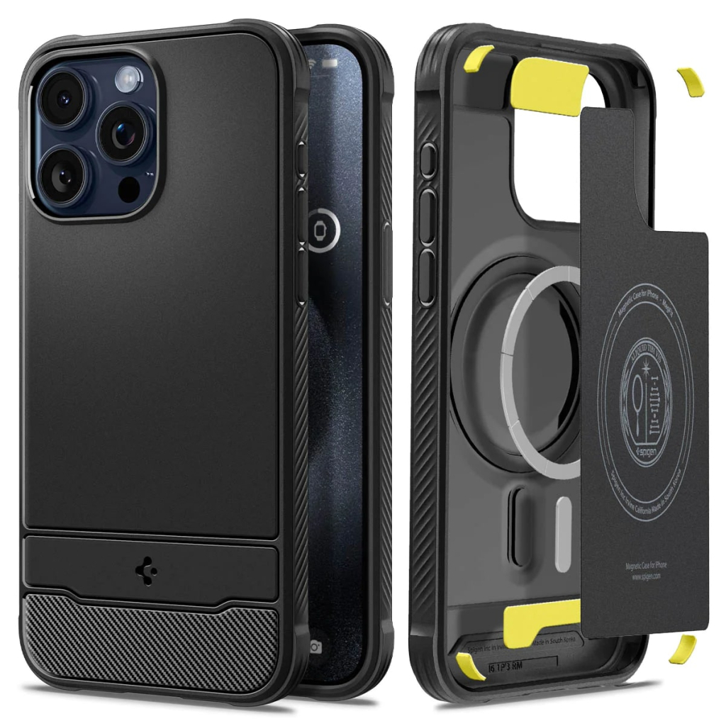 Чохол до мобільного телефона Spigen Apple iPhone 15 Pro Rugged Armor MagFit Matte Black (ACS06703) - зображення 3