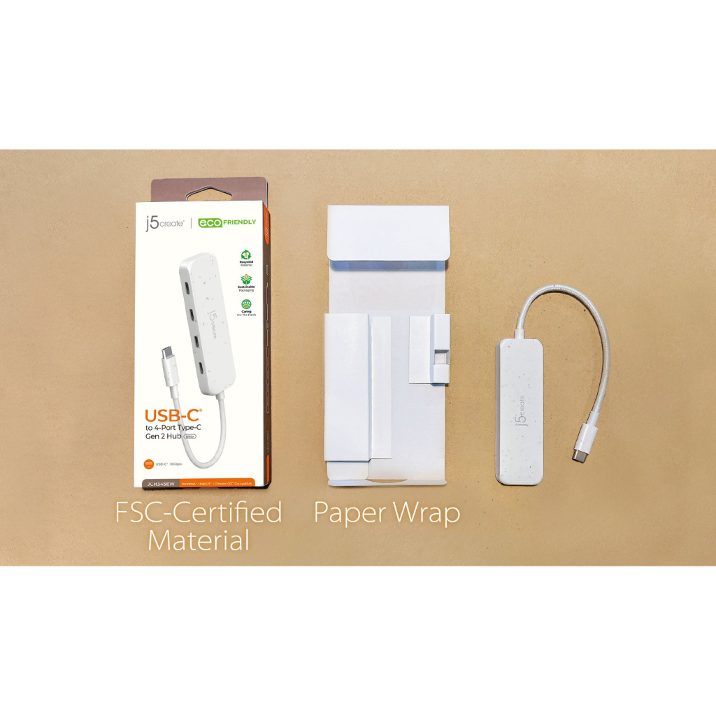 Концентратор J5create USB-C to 4xUSB-C 3.2 10Gbps white (JCH345EW-N) - зображення 5