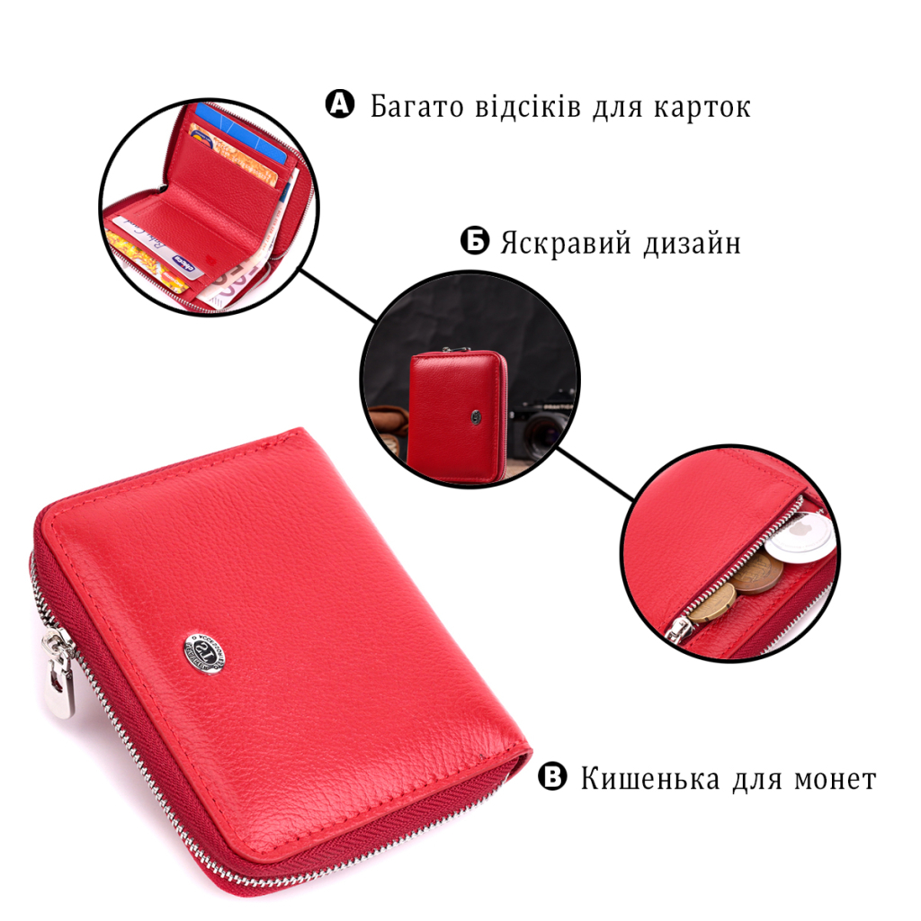 Гаманець ST Leather Шкіряний Червоний (19484) - зображення 4