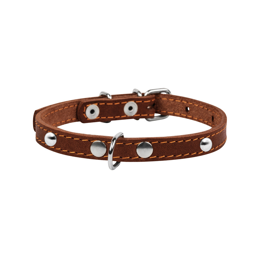 Нашийник для тварин Collar одинарний з прикрасами Ш 12 мм Д 24-32 см коричневий (00236) - зображення 2