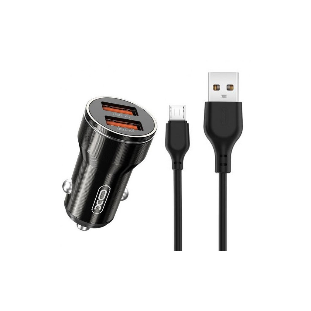 Зарядний пристрій XO CC48 Smart Metal 2USB + cable MicroUSB (XO-CC48m-BK) - зображення 1