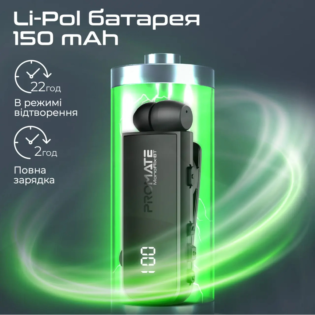 Навушники Promate Monoflix-bt Black (monoflix-bt.black) - зображення 5