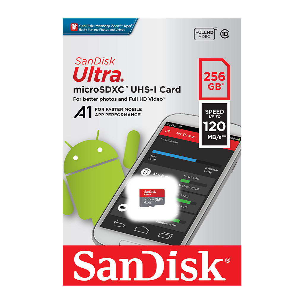 Карта пам'яті SanDisk 256 GB microSDXC UHS-I Ultra A1 (SDSQUA4-256G-GN6MN) - зображення 2