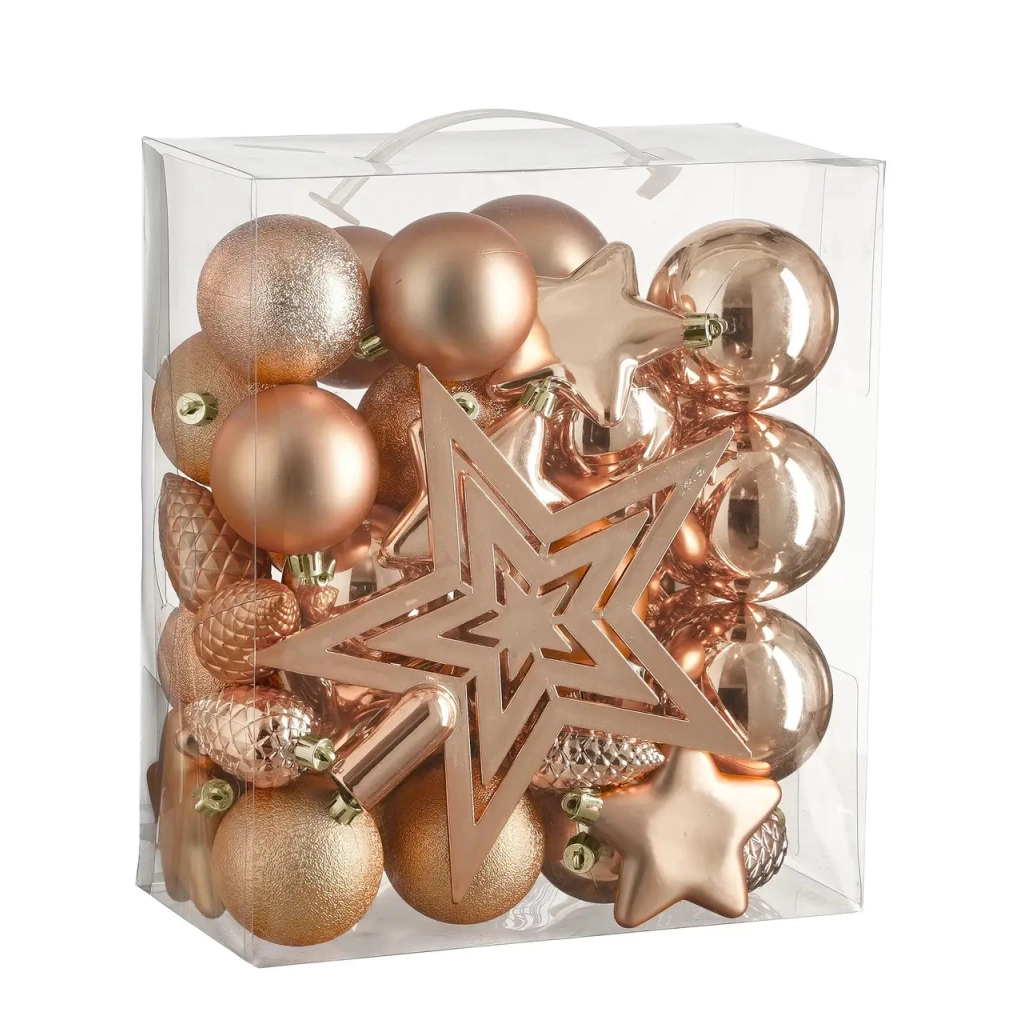 Ялинкова іграшка House Of Seasons Кульки і прикраси Пластик 40 шт D8 см D7 см D6 см Персик (8720967923694) - зображення 1