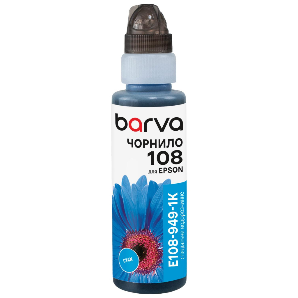 Чорнило Barva Epson 108 100 мл, Cyan, флакон OneKey (1K) (E108-949-1K) - зображення 1