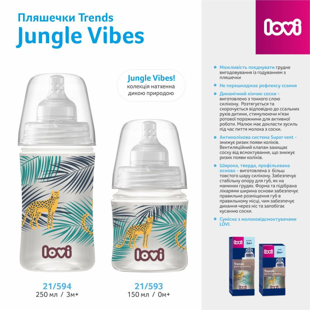 Пляшечка для годування Lovi Trends 120 мл - Jungle Vibes (21/593) - зображення 2